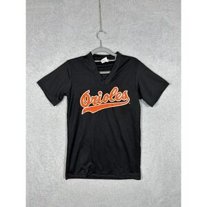 Vintage 90s Baltimore Orioles Majestic T-Shirt‎ V-Neck Black MLB Youth Size L
